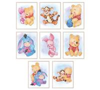 BigWig Prints Lot de 8 décorations murales Winnie l'ourson - Décoration murale Winnie l'ourson pour chambre d'enfant, décoration de fête prénatale, ours Winnie l'ourson - Lot de 8 (20,3 x 25,4 cm)