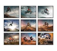 BigWig Prints Lot de 9 affiches de décoration murale pour moto tout-terrain, affiches de motocross, décoration murale cadeaux pour garçon, sans cadre, 20,3 x 25,4 cm