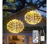 Bigzom Boule Lumineuse de Noël, 20cm Boule Lumineuse Extérieur avec Minuterie, 81 LEDs Guirlande Lumineuse, Décorations de Noël Étanche IP65, 8 Modes, pour Fenêtre, Salon, Balcon (2 Pack, Blanc Chaud)