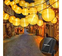 Bigzom Guirlande Solaire Extérieure 6M 20 LED Guirlande Lumineuse Lanterne Blanc Chaud avec 2 Modes & IP65 Imperméable Lampe Decorative Idéal pour Jardin d'été,Terrasse,Balcon,Mariage