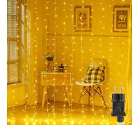 Bigzom Rideau Lumineux LED 1x3m, 300 LEDs avec Minuterie et 8 Modes, Etanche IP65 pour interieur et Exterieur,Noel,Jardin,Fete, Mariage(Blanc Chaud)