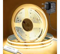 Bigzom Ruban LED 6M Blanc Chaud 2700K, 1920 LEDs Dimmable 24V Ruban LED COB avec Télécommande et Alimentation, CRI90+ Éclairage d'Appoint pour Décoration Maison DIY