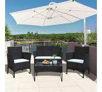 Bigzzia Rotin Meuble de Jardin, Lounge Meuble de Jardin, Lounge Fauteuil, Poly rotin Meuble de Balcon Petit Balcon Résistant aux Intempéries Lounge Pour 4-5 Personnes