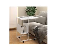 vidaXL Table d'appoint avec roulettes Bois d'ingénierie 55x36x63,5 cm Blanc