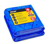 BIKAIN Bâche Extérieure Imperméable Bleue 8 x 12 m 70 g/m² Renforcée | Œillets renforcés, protection UV, triple couche laminée, légère, souple et résistante jusqu'à -30 °C