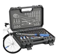 Bike Torque Wrench, 1/4 Drive Precision Tool Kit, 20-60Nm Adjustable Repair Set, Chrome Vanadium Bit Socket System, Bicycle Maintenance Tightening Tool, Road Cycling Use for Handlebar Stem Seatpost
