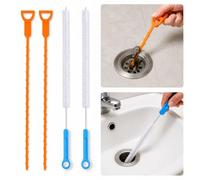 BIKPRST 4 Pièces Déboucheur Canalisation, 2 Crochets et 2 Brosses de Nettoyage pour Évier, Salle de Bain, Douche, Débouchage Professionnel et Entretien Ménager