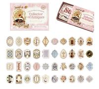 BIKPRST 40 Stickers aesthetic,Exquisita caja de papel para almacenamiento, pegatinas scrapbooking,pegatinas aesthetic,vintage,decoración,diario,álbum fotos,manualidades,regalo, adolescentes