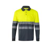 Bilan 175 Polo haute visibilité à manches longues, Gris et Jaune Fluo, M