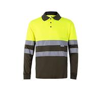 Bilan 175 Polo haute visibilité à manches longues, Vert Chasse et Jaune Fluo, XL