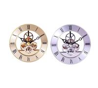 BildeeMait Insert d'horloge à quartz squelette doré 86 mm DIY pour mouvement de remplacement avec chiffres romains engrenages visibles lentille en verre réparation horloge murale argent