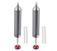 BildeeMait Lot de 2 pompes à dessouder portables avec corps en alliage d'aluminium et buse en silicone résistante à la chaleur pour réparation de soudure PCB (argenté)
