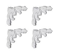 BildeeMait Lot de 4 moulures d'angle intemporelles Fleur de Lis - Panneaux de décoration murale - En plâtre PU blanc - Pour décoration de chambre et décoration de porte