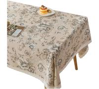 BildeeMait Nappe en coton et polyester avec franges décoratives Motif marguerites Bleu 140 x 160 cm