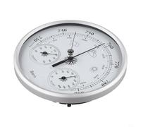 BildeeMait Station météo 3 en 1 avec thermomètre, hygromètre, baromètre, baromètre, pression de l'air intérieur en aluminium et jauge d'humidité 130 mm