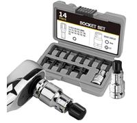 BildeeMait T70 pour Torx Bit Socket Set 1 2" Drive 14pcs Vanadium Steel Têtes de tournevis dans un étui en plastique entretien automobile et tâches mécaniques