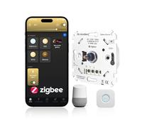 Bilihondim Zigbee 3.0 Variateur rotatif mural | LED 200 W | Avec raccordement par bouton-poussoir | Contrôle de phase pour lampes à intensité variable | Transformateurs et luminaires | Sans conducteur