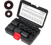 BILITOOLS Jeu de douilles Torx Plus externes 19 pièces EP4-EP32 | EP4 à EP32 dont EP8.8, 1/4 3/8 1/2, acier CR-V pour fixations Torx Plus en réparation automobile