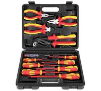 BILITOOLS Jeu de Tournevis et Pinces Isolés 1000V VDE,12 Pièces | Kit d'Outils pour Électricien Professionnel - Plate, PH, Pince Multiprise, Coupante, Universelle et Bec Long