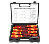 BILITOOLS Tournevis Electricien 9 Pièces Coffret de Tournevis Isolés 1000V VDE/GS avec Testeur de Tension - Outillage Électrique Professionnel avec 8 Embouts Magnétiques