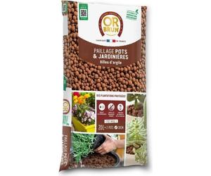 Billes d'Argile, OR BRUN, Favorise le Drainage, Aère le Sol, Conserve l'Humidité, 20L