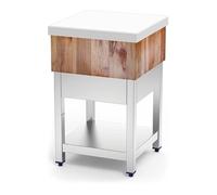 Billot de Boucher Inox en Bois et Polyéthylène Blanc