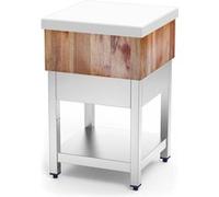Billot de Boucher Inox en Bois et Polyéthylène Blanc Fricosmos Blanc G