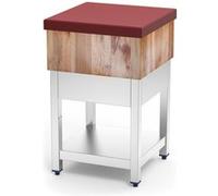 Billot de Boucher Inox en Bois et Polyéthylène Rouge Fricosmos Blanc G