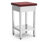 Billot de Boucher Professionnel Absorption Améliorée en Inox et Polyethylène Rouge