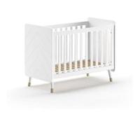 JAXX - BILLY Lit bébé LF 60 x 120 cm, avec sommier réglable. Sommier à lattes, MDF laqué blanc