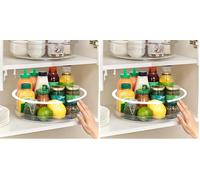 BillyBath Lazy Susan Étagère à épices rotative à 360° Support à epices Support de Cuisine sans perçage pour Rangement de Cuisine, Transparente (Lot de 2)
