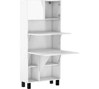 Bibliotèque avec bureau intégré Homi - Blanc mat - L 80 x P 32-92 x H 175 cm