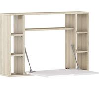 BIM Furniture Bureau Suspendu Muse avec 7 étagères en Bois- Beige Et Blanc - L 94 X P 20/62 X H 62 Cm