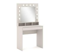 BIM Furniture Coiffeuse Homlando Broadway pour Enfants et Adolescents avec Miroir à LED, 1 tiroir et des étagères, Coiffeuse de Chambre, 80 x 44 x 152 cm, Cachemire