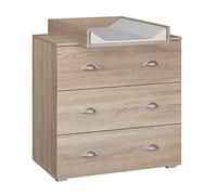 BIM Furniture Commode à Langer Bébé, Table à Langer, Plan à Langer Inclus 3 Grands Tiroirs Rangement pour Chambre de Bébé Chêne Sonoma (L: 80 x H: 90 cm) Mia
