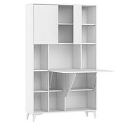 BIM Furniture Étagère de bureau pliable Megan 2 niveaux pour bureau à domicile ou bureau mural - Table pour ordinateur de bureau et ordinateur portable - Table pliante (Blanc mat)