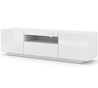 BIM Furniture Homlando Aura Meuble TV Bas Universel à Suspendre ou à Poser 150 cm Blanc Brillant sans LED