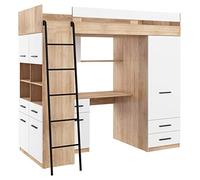 BIM Furniture Lit Mezzanine combiné Level Version Gauche 90 x 200 cm - chêne Sonoma/Blanc