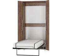 BIM Furniture Lit mural, 90 x 200 cm, armoire de lit, lit mural vertical, armoire avec lit pliant intégré, lit fonctionnel, avec sommier à lattes (Craft Tobaco)