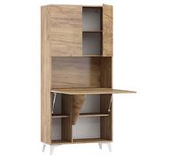 BIM Furniture Megan Bureau pliable 1 étagère pour bureau ménager Table murale d'ordinateur portable Table pliante (artisanat doré)