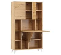 BIM Furniture Megan - Bureau pliable avec 2 étagères, pour bureau, mural, pour ordinateur portable, table rabattable (chêne Artisan)