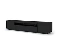 BIM Furniture Aura Meuble TV bas universel 200 cm à suspendre ou à poser sous meuble TV - Buffet hi-fi - Noir mat sans LED