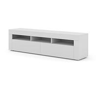 BIM Furniture Meuble TV Moreno avec 2 Portes + 3 Niches - Blanc - L 160 X P 35 X H 41-43 Cm