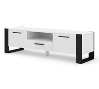 BIM Furniture Meuble TV Nuka avec 3 Portes en Bois - Blanc Et Noir - L 160 X P 43 X H 48 Cm