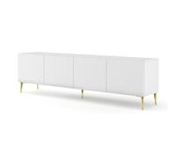 BIM Furniture Meuble TV Ravenna C 200 cm 4 Portes faà§ades Diamant - Blanc Brillant, Pieds