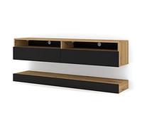 BIM Furniture Meuble TV Suspendu, Banc TV Mural, Rangement Design Épuré pour Salon Séjour, Chêne Artisan L 160 X P 34 X H 30 cm