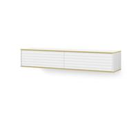 BIM Furniture Meuble TV Suspendu Wabi 180 cm 2 Portes faà§ades fraisées - Blanc Mat, liserés do