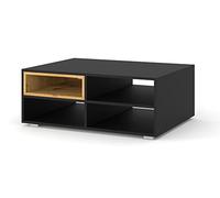 BIM Furniture Table Basse de Salon, Table Basse avec rangements Ouverts, Meuble Bas Moderne pour séjour, Noir Mat et chêne Artisan, Style loft Industriel, Collection Anette M, L 94 X P 60 X H 45 Cm