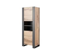BIM Furniture Vitrine NUNKI 170 cm Étagère côté meuble Vitrine Bibliothèque Chêne Wotan / Anthracite