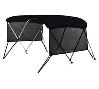 Bimini, housse de bateau - Toit ensoleillement à 3 supports - Polyester 600D, imperméable et résistant aux UV - Structure en aluminium - Panneaux latéraux en filet amovibles - Dimensions : 183 x 155 c
